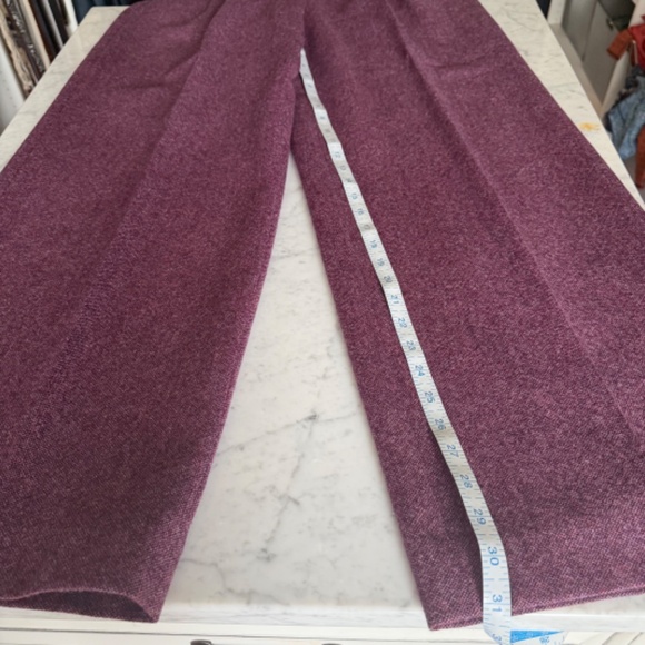J. Crew Collection High Waist Wide Leg Tweed Wool pants in Mulberry Size 10 - Picture 8 of 8